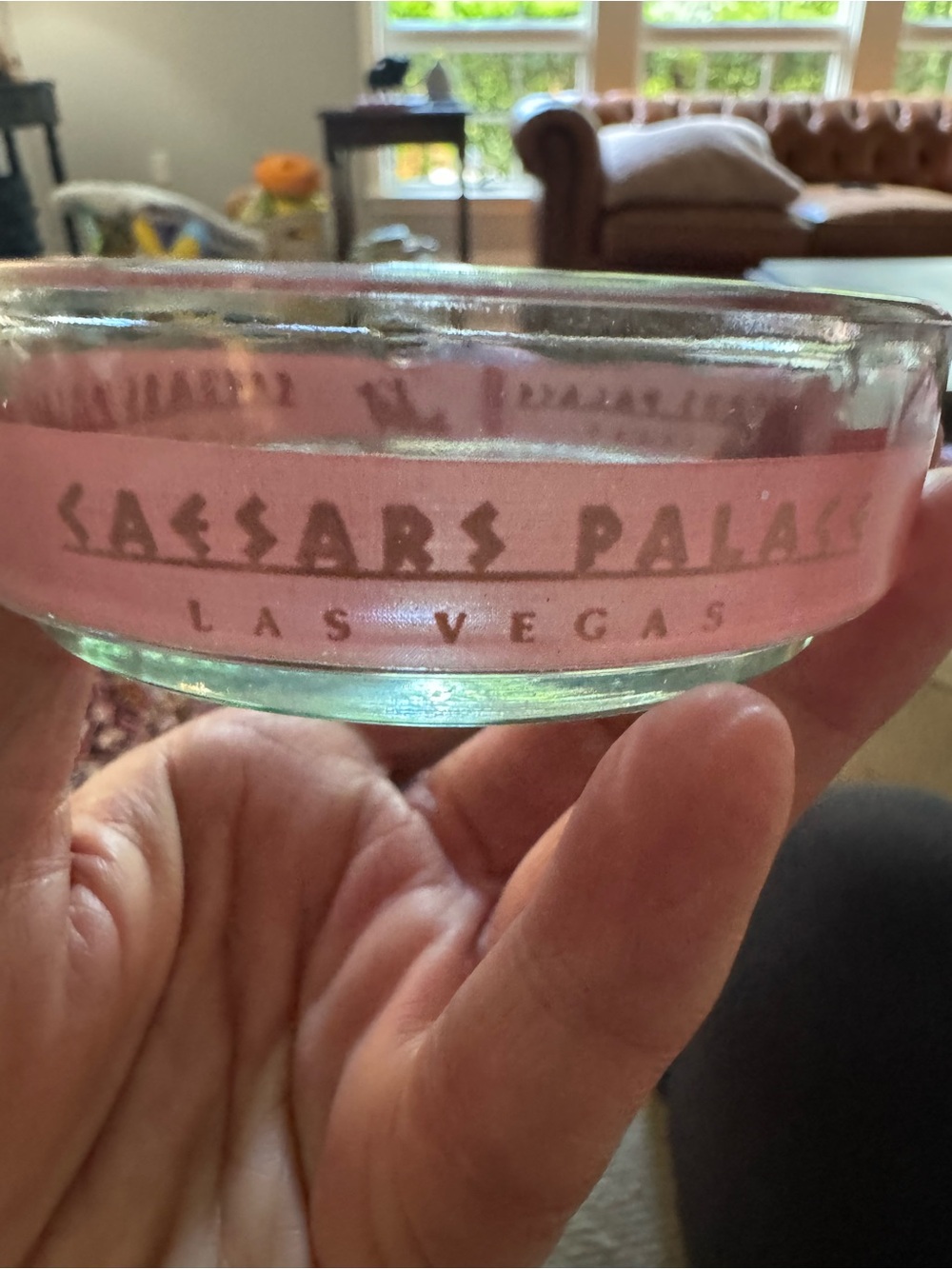 Caesars Palace Las Vegas Pink Glass Ashtray